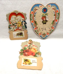 Two Elegant Fold-Out Valentines Germany Cupids Children Roses And One Card - Picture 1 of 2