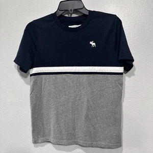 Abercrombie & Fitch Kids T-Shirt Boys Size 13-14 Blue Gray Moose Logo Tee - Picture 1 of 9