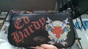 Borsa a tracolla nera Ed Hardy nuova con strass Love Kills Slowly - Foto 1 di 5