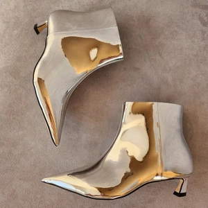 Stivaletti Gianni Bini 8 argento specchio Georgina gattino a punta metallizzato nuovi 140€ - Foto 1 di 15