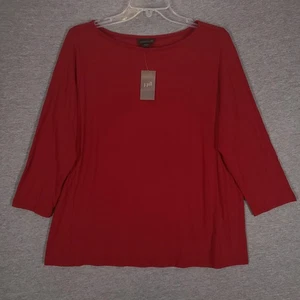 J Jill Wearever Tunika Shirt Damen Medium True Red 3/4 Arm Pullover Stretch - Bild 1 von 14