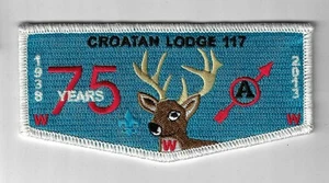 Croatan Lodge 117 1938-2013 75 Years Flap WHT Bdr East Carolina NC - Picture 1 of 1