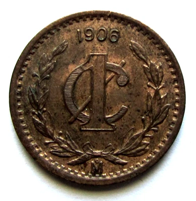 Mexico 1906 1 Centavo Small Date Circulated Bronze KM#415 World Coin - Image 1 of 3
