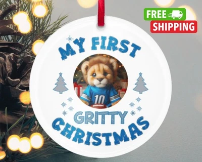 Gritty Christmas Babys erster Weihnachtsschmuck Löwen Fan Weihnachtsgeschenk Detroit - Bild 1 von 4