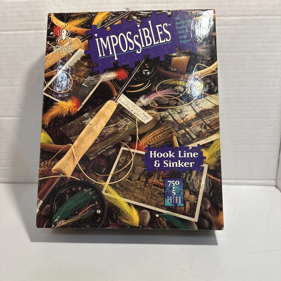 BePuzzled Impossibles “Hook Line & Sinker” 750+5 Extra Pieces Puzzle 1996 - Image 1 of 4