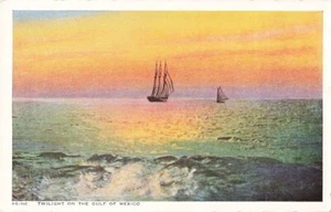 Postcard Twilight on the Gulf of Mexico Sailing Ships Boats - Picture 1 of 2