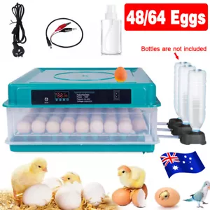48/64 Egg Incubator Fully Automatic Digital Hatch Turning Chicken Eggs Poultry - Picture 1 of 12