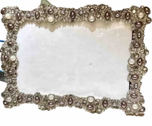 Rahmen, silvertone 5X7" Weiße Perle Strasssteine RAHMEN hält 4X6 Foto - Bild 1 von 1