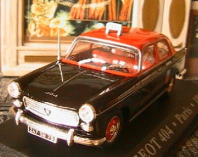 PEUGEOT 404 TAXI G7 PARIS NOIRE & ROUGE 1962 1/43 IXO ALTAYA RED AND BLACK CAB - Photo 1/4