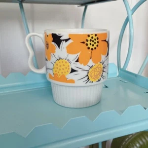 1970er Vintage Groovy Becher Japan Keramik Gänseblümchen selten Top Sammlerzustand - Bild 1 von 3