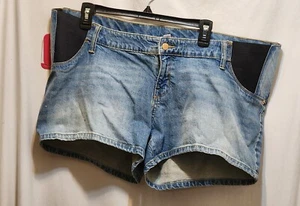 Isabel Maternity Blue Denim Shorts Midi Elastic Waist 14 New - Picture 1 of 4