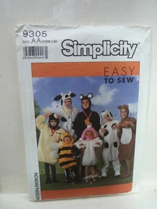 Simplicity Animal Costume Pattern 9305 Size AA - Picture 1 of 3