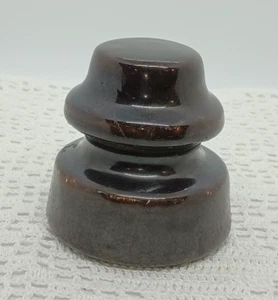 Ceramic Electrical Insulator Dark Chocolate Brown Small 3.7" H x 3.7" W - Imagen 1 de 5