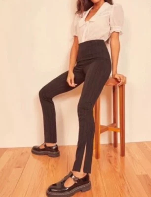 Pantalones Reformation Largo Ranura Lateral Alto Tiro Metálico M Disco Retro Capricho Foto 1 de 4