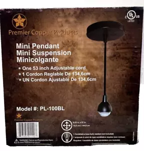 Premier Copper Products 1-Light Black Pendant Lamp Fixture - Picture 1 of 2