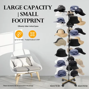 7 Tier Metal Hat Cap Display Stand Hanger Rack Rotating Adjustable 35 Hats New - Picture 1 of 11