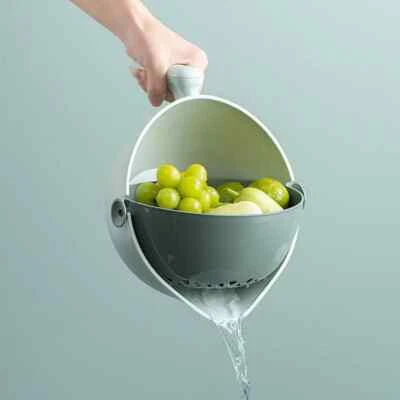 2Pcs doublelayer rotatable strainer colander food & veggies heat resist BPAfree - Image 1 of 4