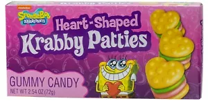Herzförmige Krabby Patties Gummies Theaterbox - 2,54 Unzen - mit Aufklebern - Bild 1 von 1
