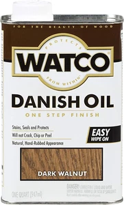 RUST-OLEUM, Quart, Dark Walnut Watco 242220 Danish Oil Wood Finish, Low VOC, 16 - Picture 1 of 12