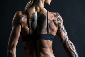 NEW Tattooed Woman Fitness Inspirational Poster Art Print Canvas Free Shipping - Picture 1 of 4