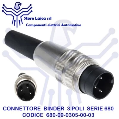 BINDER 680 09 0305 00 03 connettore circolare spina dritta 3 poli pin serie 680 - Imagen 1 de 3