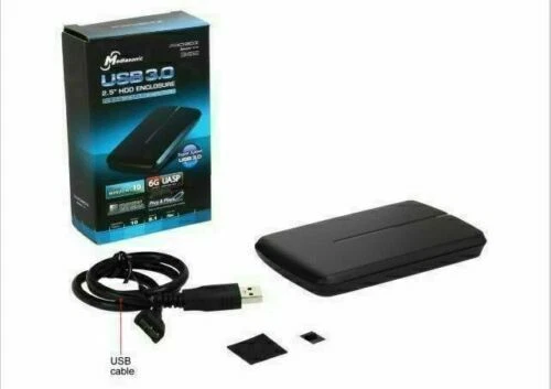 Mediasonic USB3 2.5" HDD SSD Enclosure SATA3 6G UASP Windows/Mac P&P - Image 1 of 1