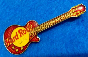 GUITARRA ORLANDO *MALLA ESMALTADA ROJA TRANSPARENTE 3LT* GIBSON LES PAUL PIN Hard Rock Café - Imagen 1 de 2