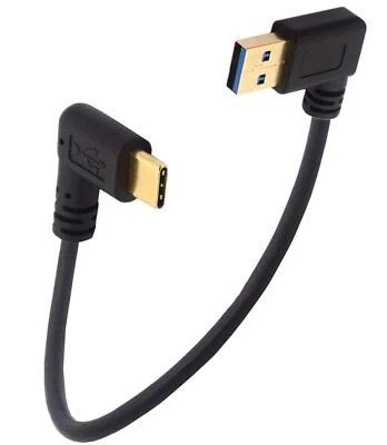 USB A 3.0 to USB C Data Sync Charge Cable | Right Angle Male to Male | 0.25m - Image 1 of 4