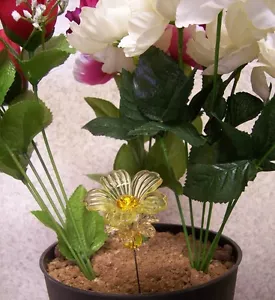 Garden Decor Flower Pot Plant Pick Stake Acrylic Flowers NEW 7“ tall #4 - Picture 1 of 3