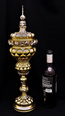 Enorme taza alemana de plata maciza dorada con tapa con apliques recortados Mkd Wetzlar Foto 1 de 4