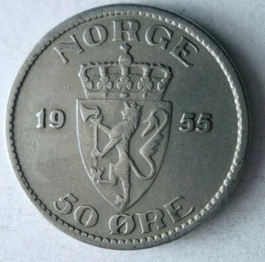 1955 NORWAY 50 ORE - Excellent Collectible Coin - Free Ship - NORWAY BIN ZZ - Picture 1 of 2