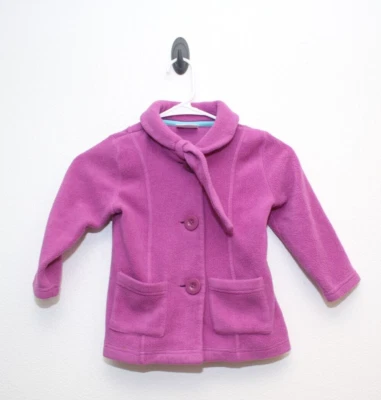 Hanna Andersson Jacket Size 4 100cm Girls Pea Coat Style Pink Fleece Polyester - Image 1 of 4