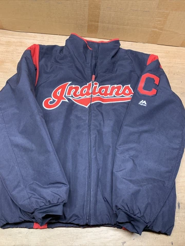 Majestic CLEVELAND INDIANS Jacket Blue Therma Base Men Sz Medium Cover