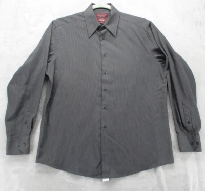 Covington Button Up Shirt Men's Large Brown Blue Stripe Pattern Cotton Blend - Image 1 of 4