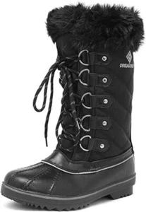 Women's Mid Calf Waterproof Warm Winter Snow Boots Black Size 12 - Picture 1 of 13