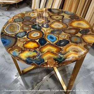Mesa de centro de ágata, mesa central de ágata, mesa auxiliar de ágata, decoración de mesa de piedra de ágata - Imagen 1 de 11