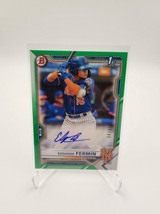 2021 Bowman EDGARDO FERMIN Auto paper Green /99 1st Bowman Rookie NY Mets 