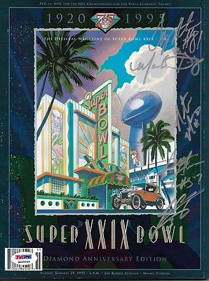 Tony Martin Mark Seay Natrone Means Chargers Firmado Super Bowl XXIX Programa PSA Foto 1 de 4