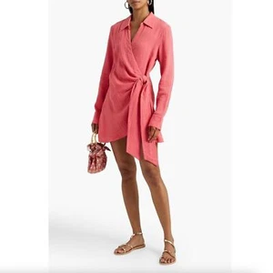 Onia Spiced Coral Pink Oversized Shirt Wrap Dress Gauzy 100% Cotton Size Large - Picture 1 of 6