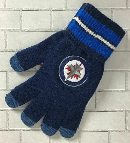 Winnipeg Jets NHL Hockey YOUTH Boys Winter Gloves Mittens Hands Knit Embroidered Cover