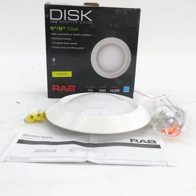 RAB R6R15830120W 5"/6" LED Disk Downlight 11W 120V 3000K Retro or New Install - Image 1 of 4