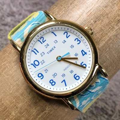 Женские двусторонние нейлоновые кварцевые часы Timex Weekender TW2P90100 Indiglo 7 3/4 дюйма - Изображение 1 из 4