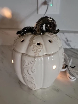 Scentsy 🎃 Lumina белый тыквенный подогреватель осень воск расплавить домашний декор - Изображение 1 из 4