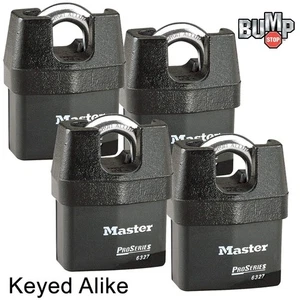 Master Lock Pro Series Padlock - (4) High Security Locks 6327NKA-4 w/ BumpStop - Picture 1 of 4