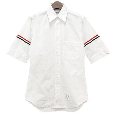 Thom Browne Classic Three-Stripe Arm Band Short Sleeve Shirt White 124610736 - Image 1 of 4