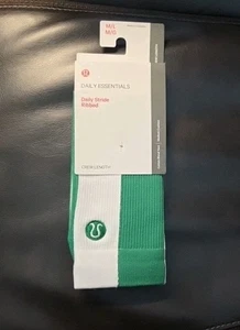 Lululemon 1 Pair Women’s Daily Stride Ribbed Crew Socks Size M/L Gree White NWT - Picture 1 of 2