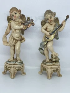 Vintage Fontanini Depose Italien Engel ~ Kirschen spielen Mandoline Figuren Set - Bild 1 von 6