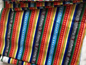 Racing Cotton Striped Fabric 4.7 yards by 44" Multi Color - Picture 1 of 6