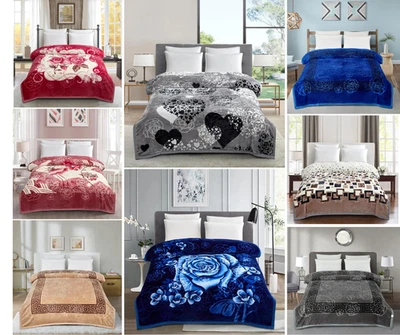 Reversible Heavy Weight 2 PLY Warm Blanket Super Soft Luxury Bed Throw King Size - Image 1 of 4