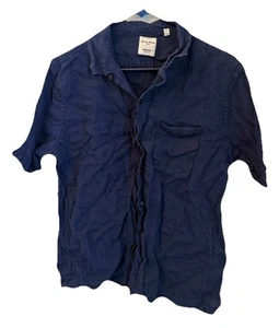 Baird McNutt Linen Murano Slim Fit Men’s Navy Short Sleeve Button Shirt L (603) - Picture 1 of 3